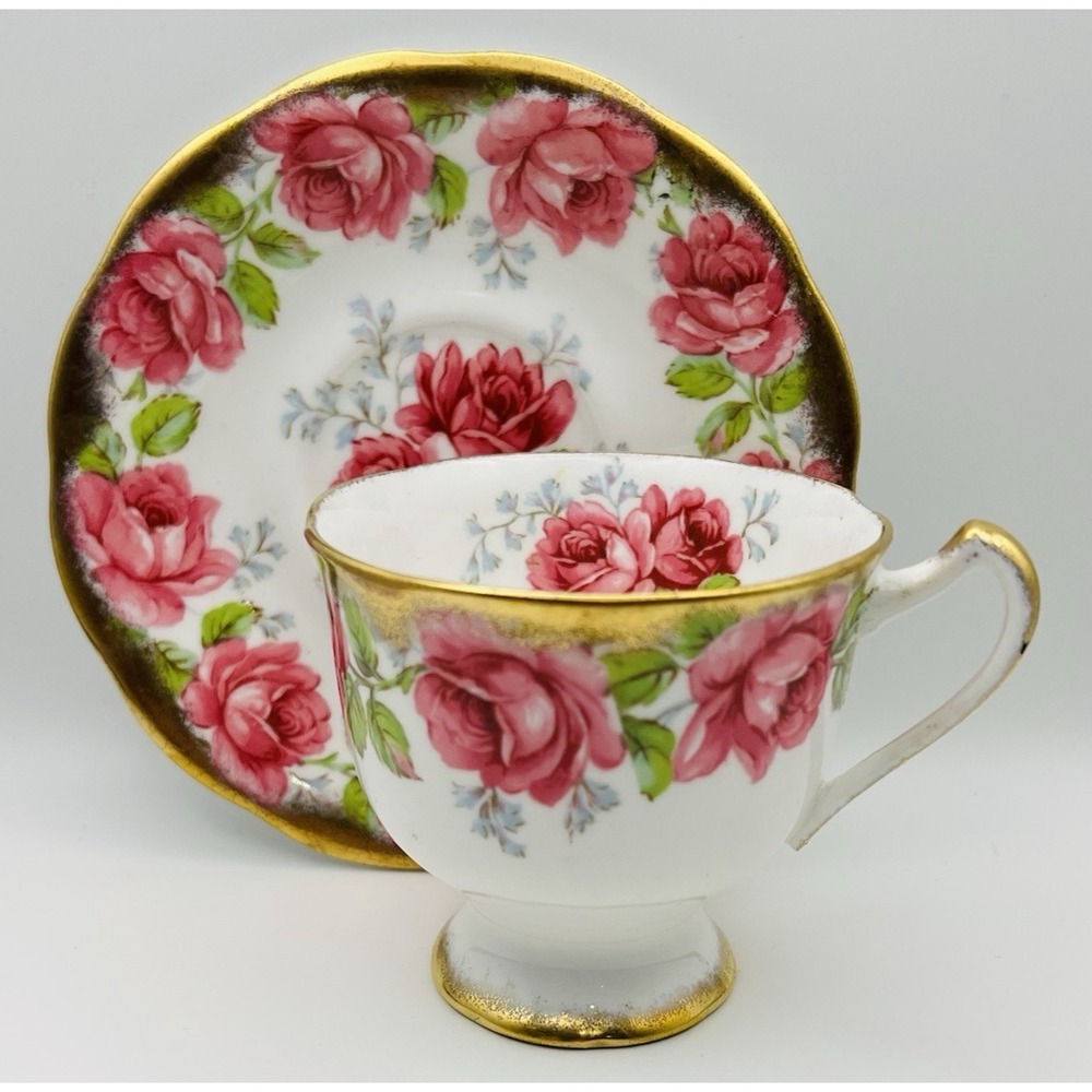 Bell Lady Alexandra Rose Teacup Saucer Set Bone China England Pink Floral Gold